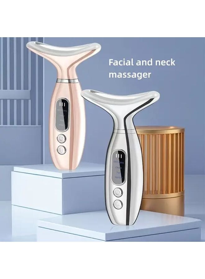 Golden Facial Neck Massager with Hot Compress Vibration Beauty Device for Women - Image 1